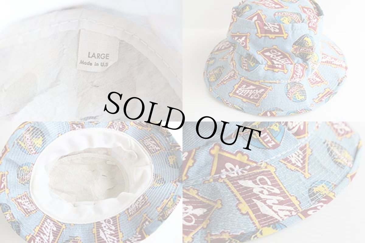 画像3: 70s USA製 Schlitz 総柄 コットンハット L (3)