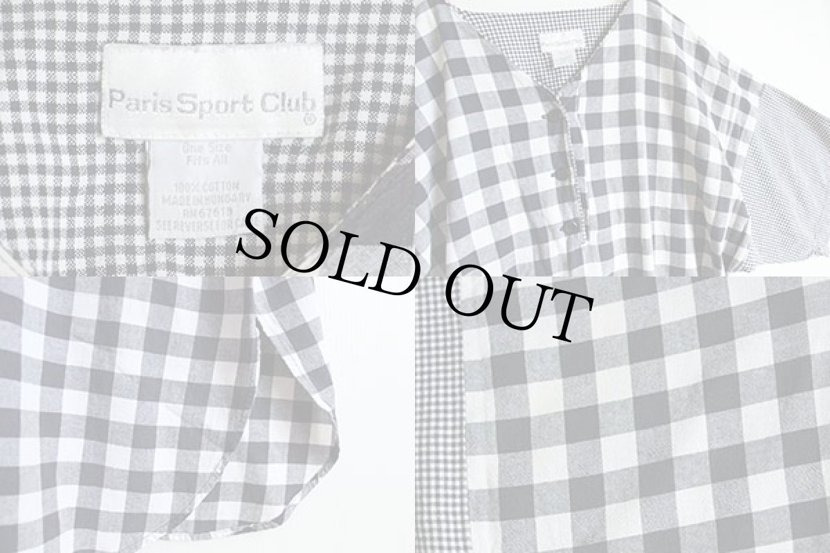 画像3: 90s ハンガリー製 Paris Sport Club ギンガムチェック 切り替え ヘンリーネック 半袖シャツワンピース (3)