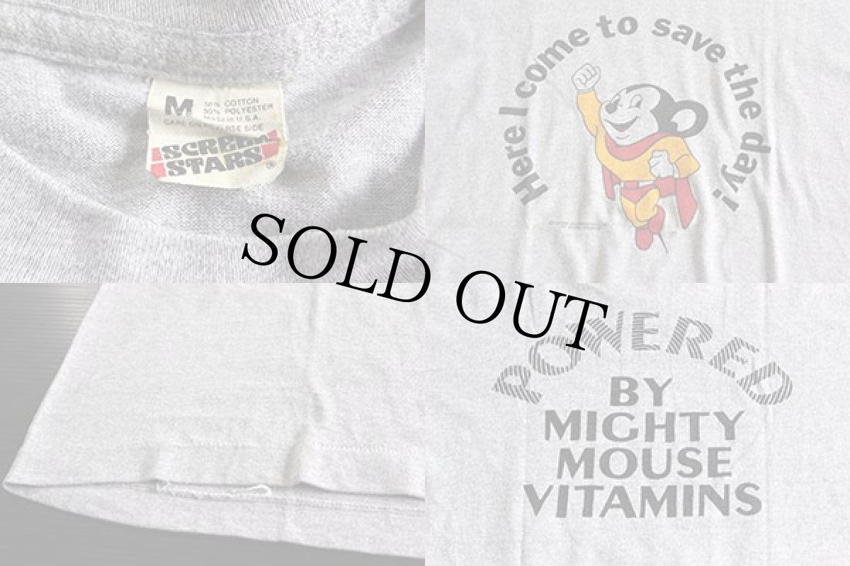 画像3: 80s USA製 MIGHTY MOUSEマイティマウス Tシャツ 杢グレー M (3)