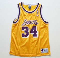 画像1: Championチャンピオン NBA LAKERSレイカーズ O'NEALオニール 34 ユニフォーム 黄×紫×白 ボーイズL (1)