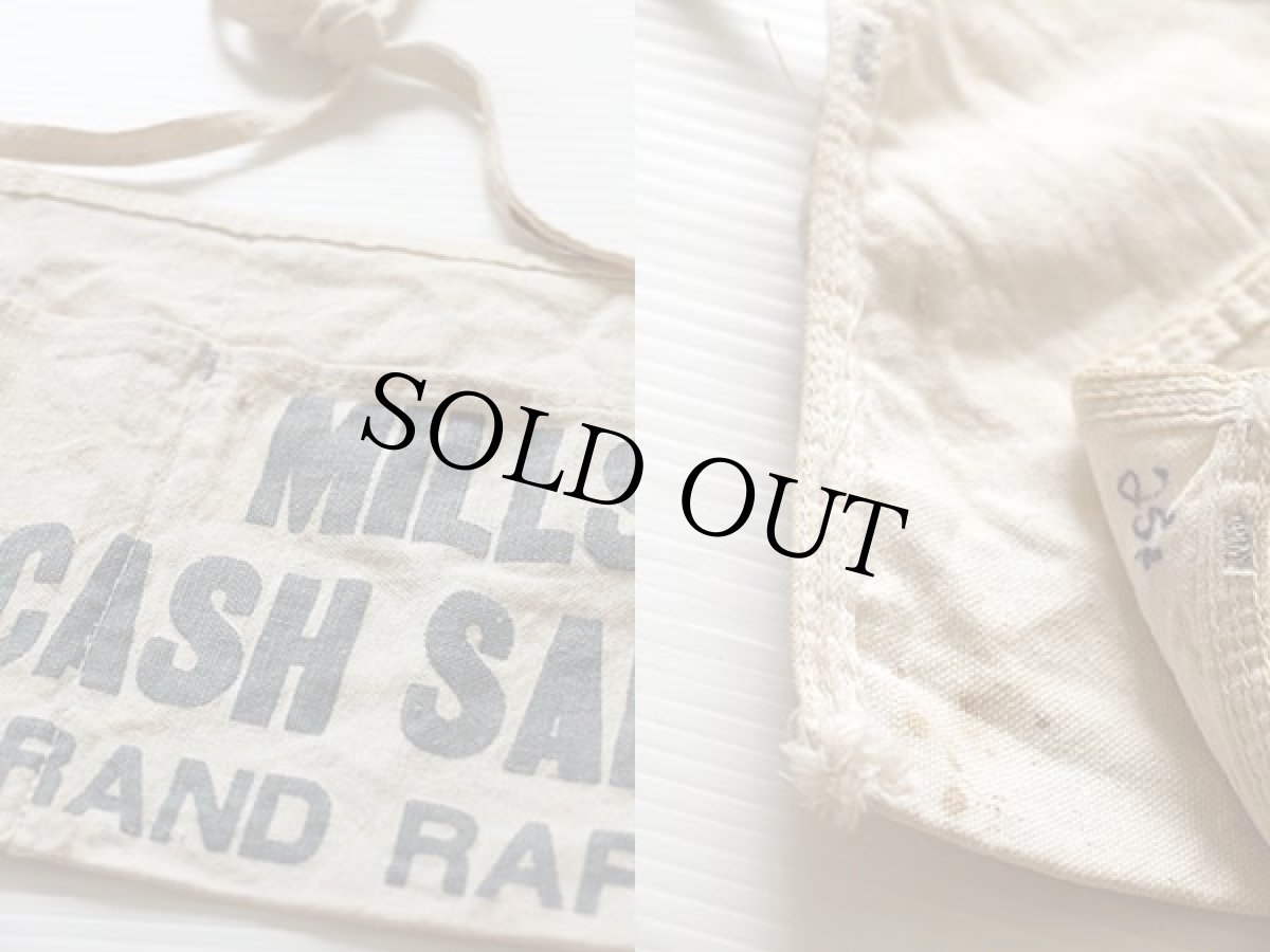 画像3: ビンテージ MILLS CASH SALES キャンバス ワークエプロン 生成り (3)