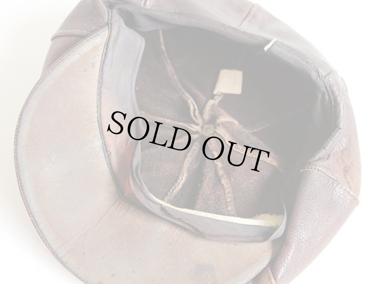 画像5: 70s UNKNOWN レザーキャスケット 茶 M (5)