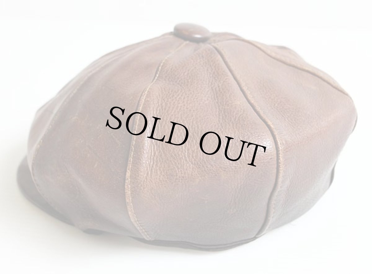 画像2: 70s UNKNOWN レザーキャスケット 茶 M (2)