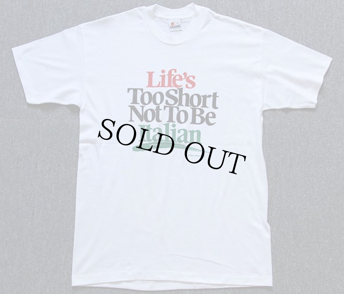 画像2: 80s USA製 Life's Too Short Not To Be Italian Tシャツ 白 L (2)