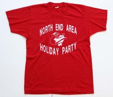 画像2: 80s USA製 NORTH END AREA HOLIDAY PARTY サンタクロース Tシャツ 赤 M (2)