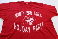 画像1: 80s USA製 NORTH END AREA HOLIDAY PARTY サンタクロース Tシャツ 赤 M (1)