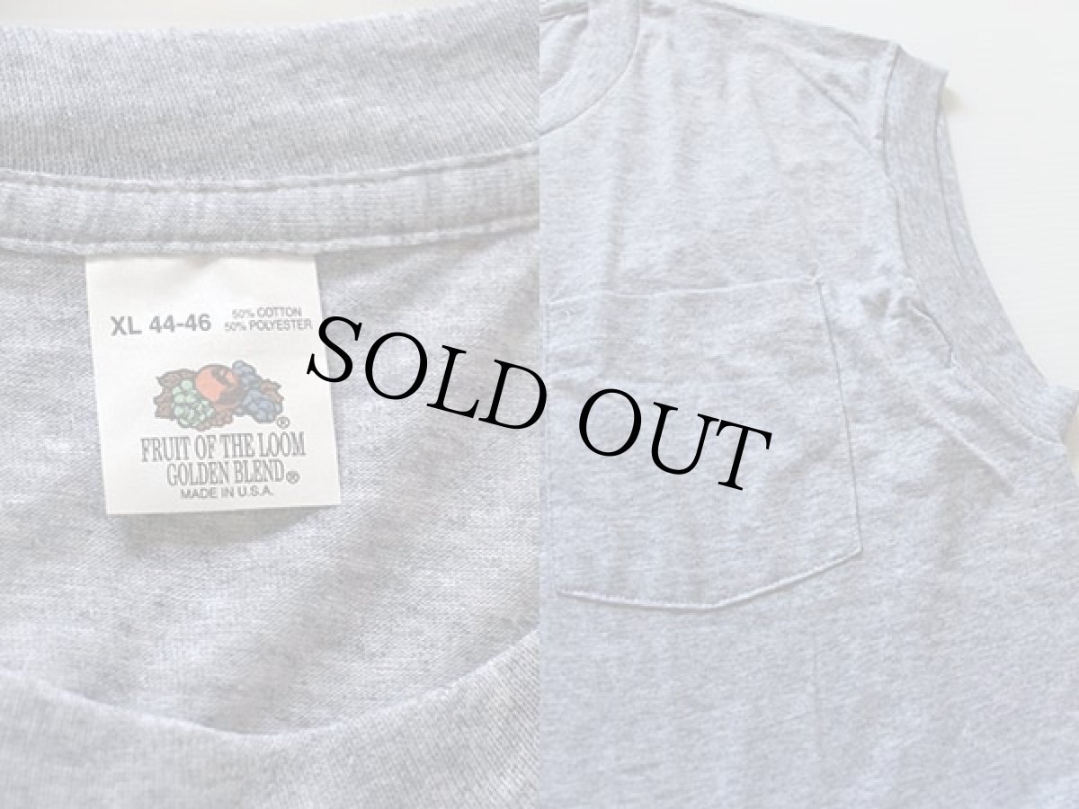 画像3: デッドストック★90s USA製 FRUIT OF THE LOOM 無地 ノースリーブ ポケットTシャツ 杢グレー XL (3)