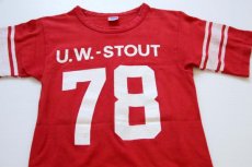画像1: 70s USA製 Championチャンピオン U.W.-STOUT 78 コットン フットボールTシャツ 赤 S (1)