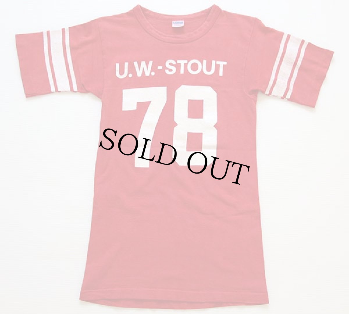 画像1: 70s USA製 Championチャンピオン U.W.-STOUT 78 コットン フットボールTシャツ 赤 S (1)