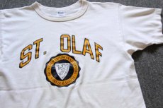 画像1: 80s USA製 Championチャンピオン ST.OLAF コットンTシャツ 白 M (1)
