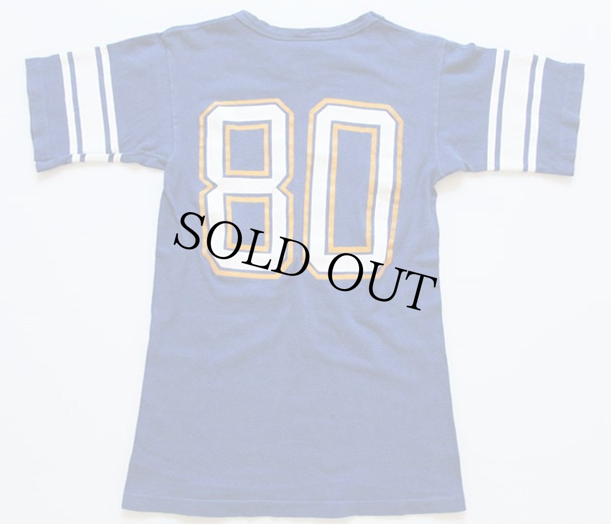 画像2: 70s USA製 Championチャンピオン M.S.U.80 フットボールTシャツ 青 S (2)