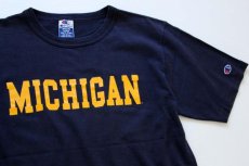 画像1: 90s USA製 Championチャンピオン MICHIGAN コットンTシャツ 紺 M (1)