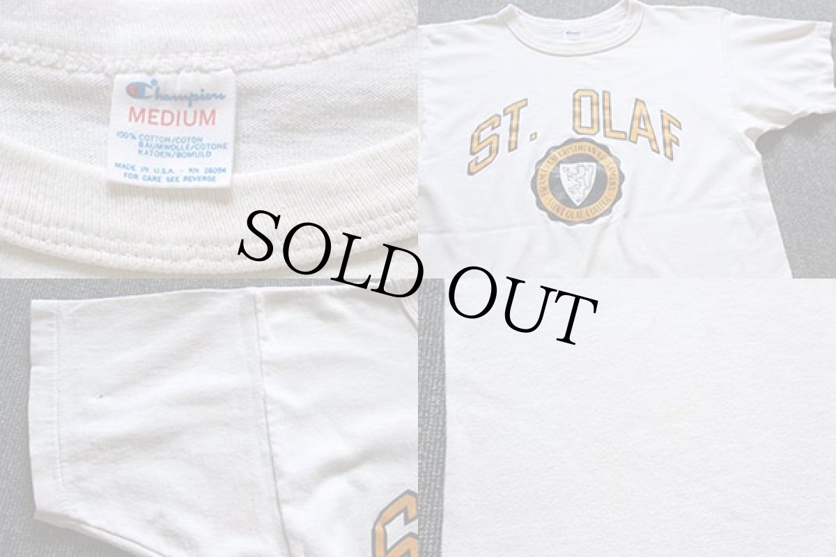 画像4: 80s USA製 Championチャンピオン ST.OLAF コットンTシャツ 白 M (4)