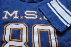 画像5: 70s USA製 Championチャンピオン M.S.U.80 フットボールTシャツ 青 S (5)