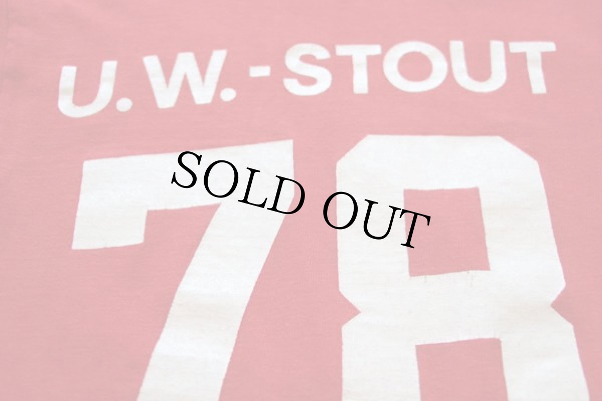 画像5: 70s USA製 Championチャンピオン U.W.-STOUT 78 コットン フットボールTシャツ 赤 S (5)