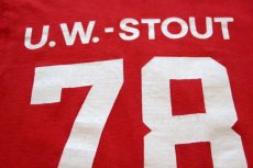 画像5: 70s USA製 Championチャンピオン U.W.-STOUT 78 コットン フットボールTシャツ 赤 S (5)