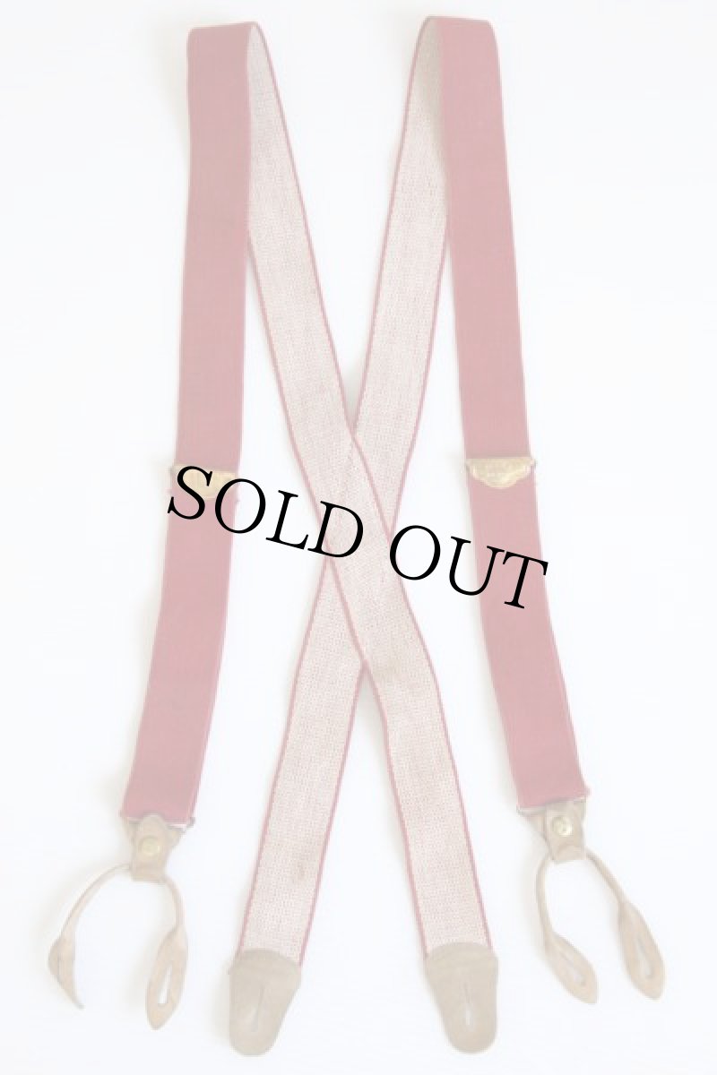画像2: ビンテージ POLICE BRACE 無地 ボタンタブ式 サスペンダー 薄赤★832 (2)