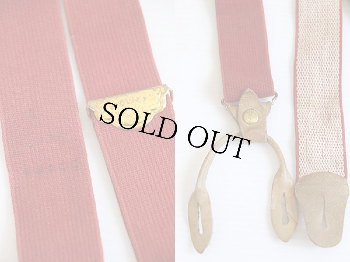 画像3: ビンテージ POLICE BRACE 無地 ボタンタブ式 サスペンダー 薄赤★832 (3)