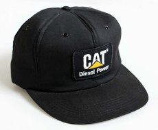 画像1: デッドストック★80s USA製 CAT キャタピラー パッチ付き キャップ 黒 (1)