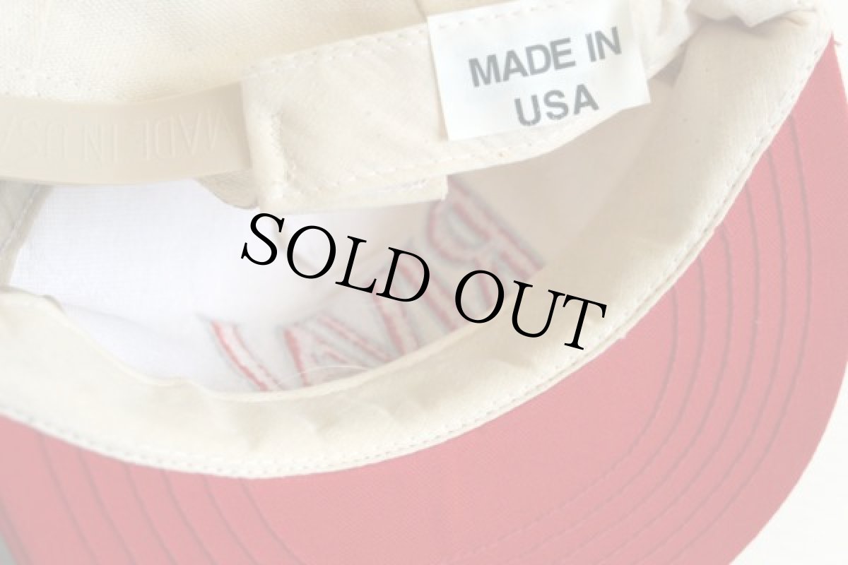 画像3: デッドストック★80s USA製 RIVAL ロゴ刺繍 ツートン ダック地 コットンキャップ 生成り×赤 (3)