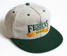 画像1: デッドストック★FERRY'S SEEDS ロゴ刺繍 ツートン コットンキャップ グレーベージュ×緑 (1)