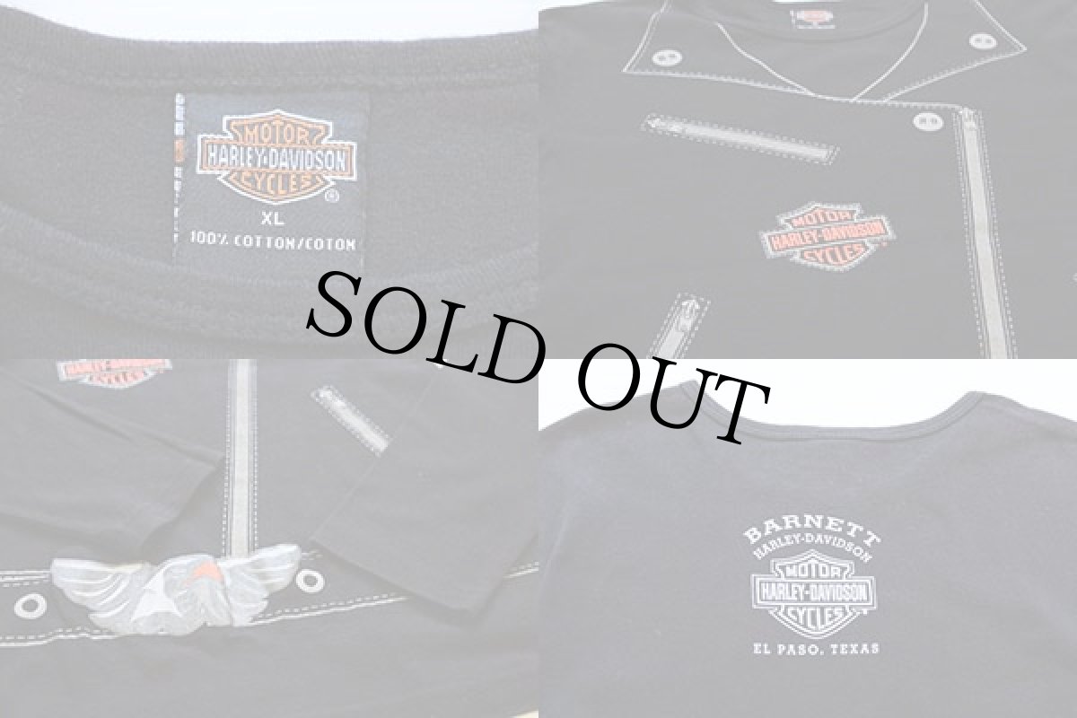 画像3: 90s USA製 HARLEY-DAVIDSONハーレーダビッドソン ダブルライダース 騙し絵 コットン 長袖Tシャツ 黒 (3)