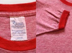 画像3: 70s VELVA SHEEN CAMP TANADOONA STAFF 染み込みプリント リンガーTシャツ 杢レッド L (3)