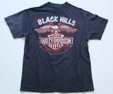 画像2: 80s USA製 Hanes HARLEY-DAVIDSON ハーレー ダビッドソン STURGISスタージス コットンTシャツ 炭黒 L (2)