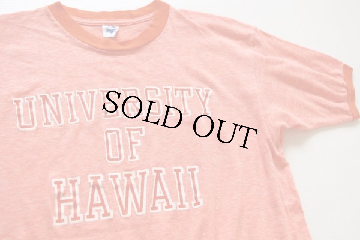 画像1: 70s ARTEX UNIVERSITY OF HAWAII リンガーTシャツ 杢オレンジ L (1)