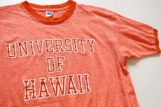 画像1: 70s ARTEX UNIVERSITY OF HAWAII リンガーTシャツ 杢オレンジ L (1)