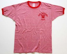 画像2: 70s VELVA SHEEN CAMP TANADOONA STAFF 染み込みプリント リンガーTシャツ 杢レッド L (2)