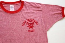 画像1: 70s VELVA SHEEN CAMP TANADOONA STAFF 染み込みプリント リンガーTシャツ 杢レッド L (1)