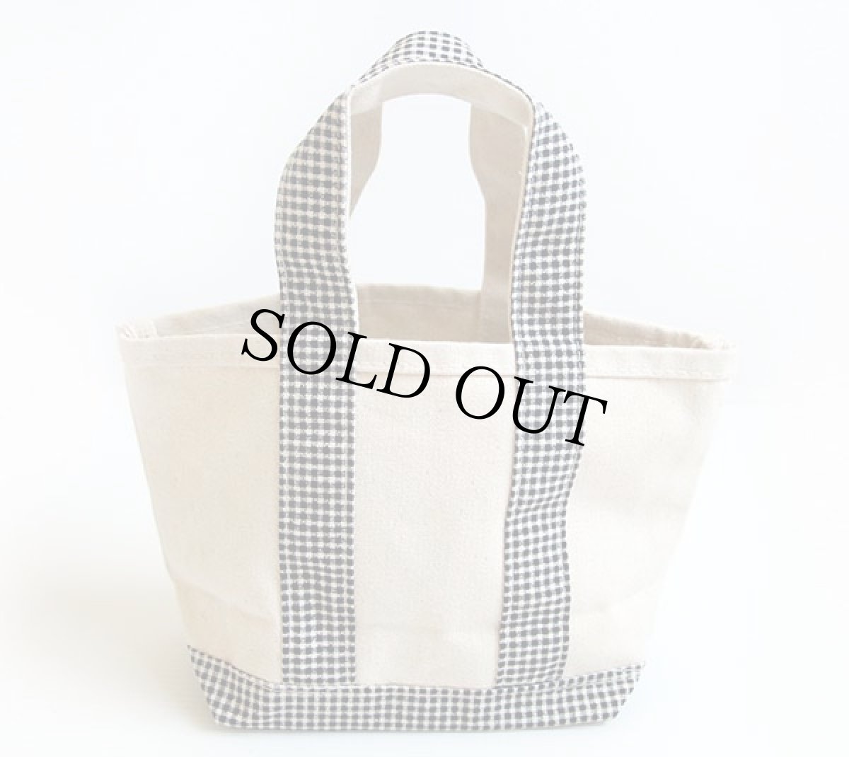 画像2: デッドストック★90s USA製 LANDS'ENDランズエンド キャンバス トートバッグ ナチュラル×ギンガムチェック ミニ (2)