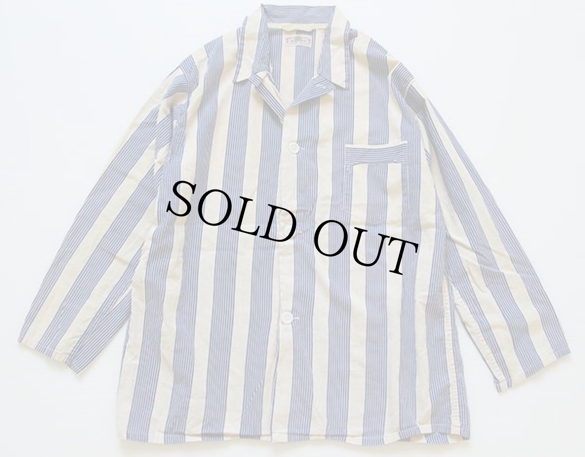 画像2: 40s MONTGOMERY WARD BRENT ストライプ コットン パジャマ シャツ&パンツ セット (2)