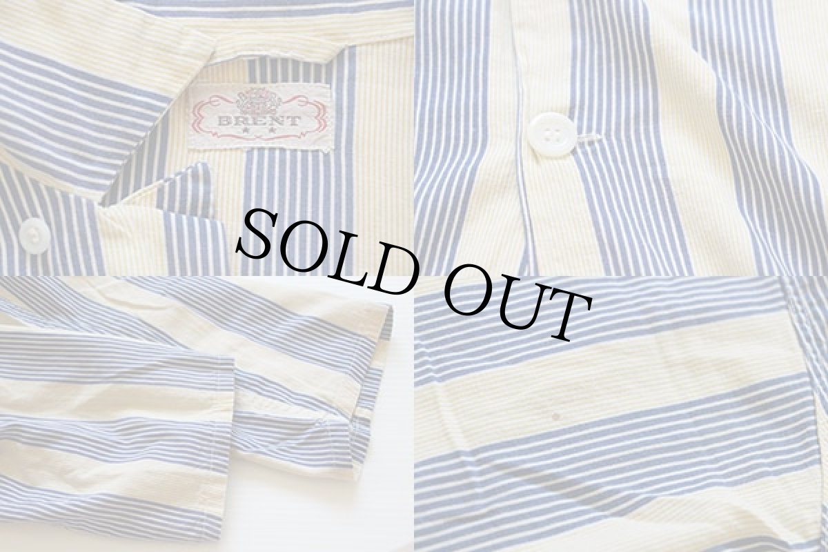 画像4: 40s MONTGOMERY WARD BRENT ストライプ コットン パジャマ シャツ&パンツ セット (4)