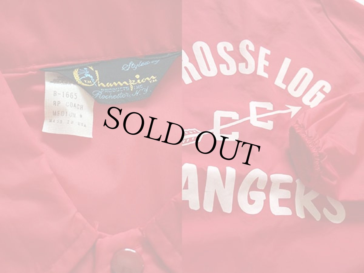 画像3: 70s USA製 Championチャンピオン ランタグ LACROSS LOGAN RANGERS ナイロン コーチジャケット 赤 M (3)