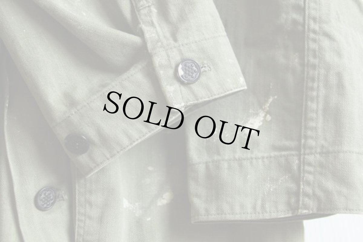 画像7: 40s 米軍 U.S.ARMY M-43 HBT ヘリンボーンツイル オールインワン ペンキ飛び 36R★つなぎ (7)