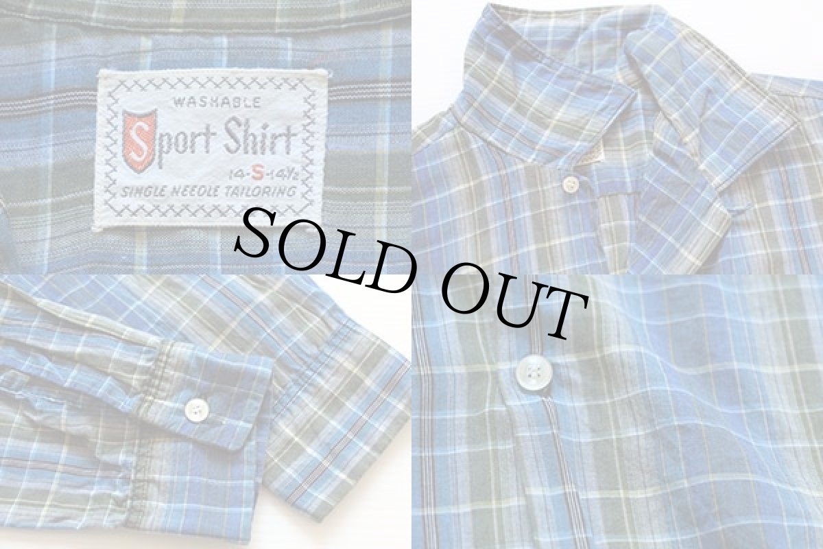 画像3: 60s Sport Shirt チェック コットンシャツ S (3)