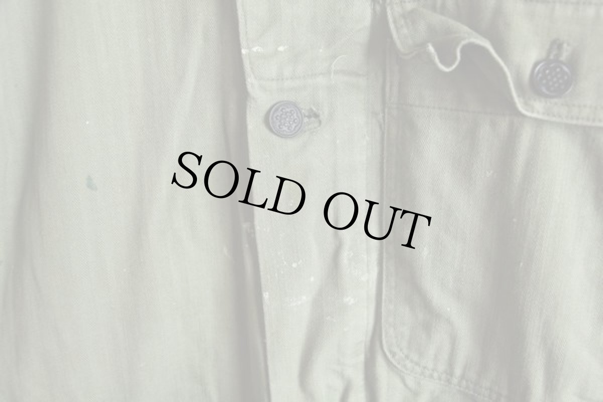 画像6: 40s 米軍 U.S.ARMY M-43 HBT ヘリンボーンツイル オールインワン ペンキ飛び 36R★つなぎ (6)