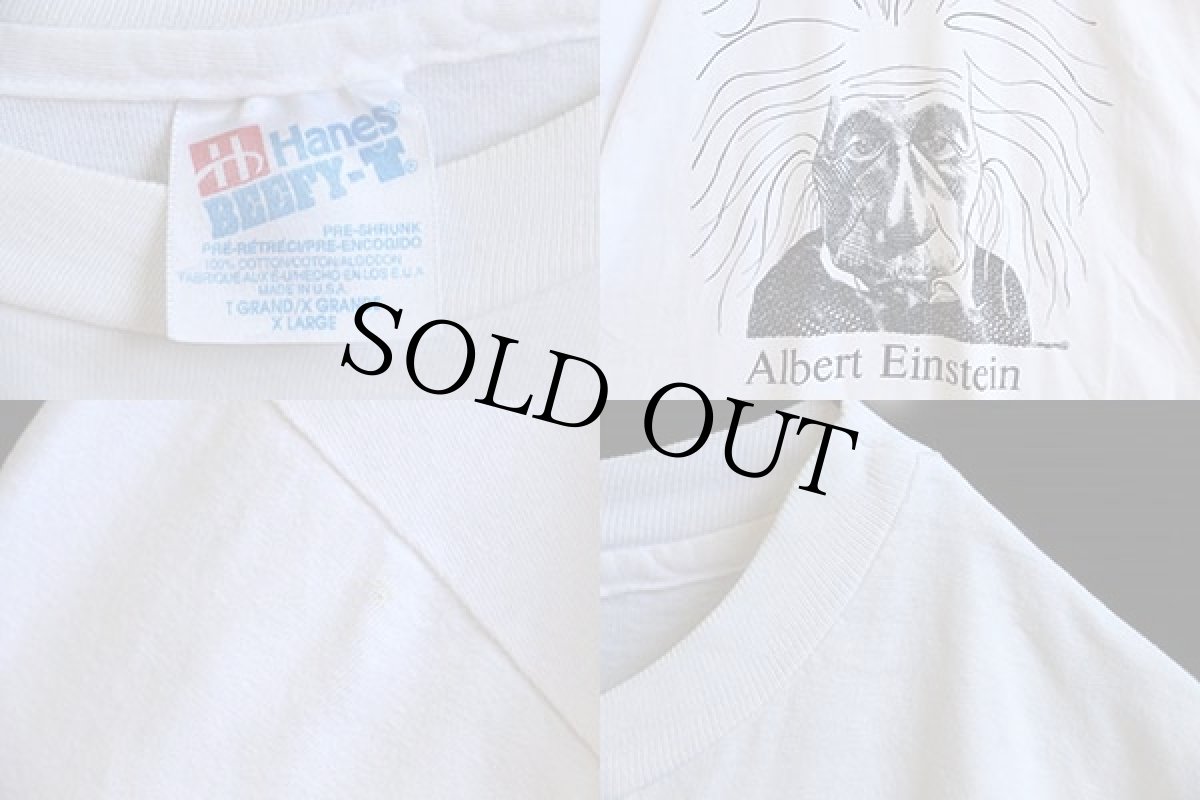画像3: 90s USA製 Hanes Albert Einsteinアインシュタイン コットンTシャツ 白 XL★偉人 (3)