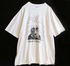 画像1: 90s USA製 Hanes Albert Einsteinアインシュタイン コットンTシャツ 白 XL (1)