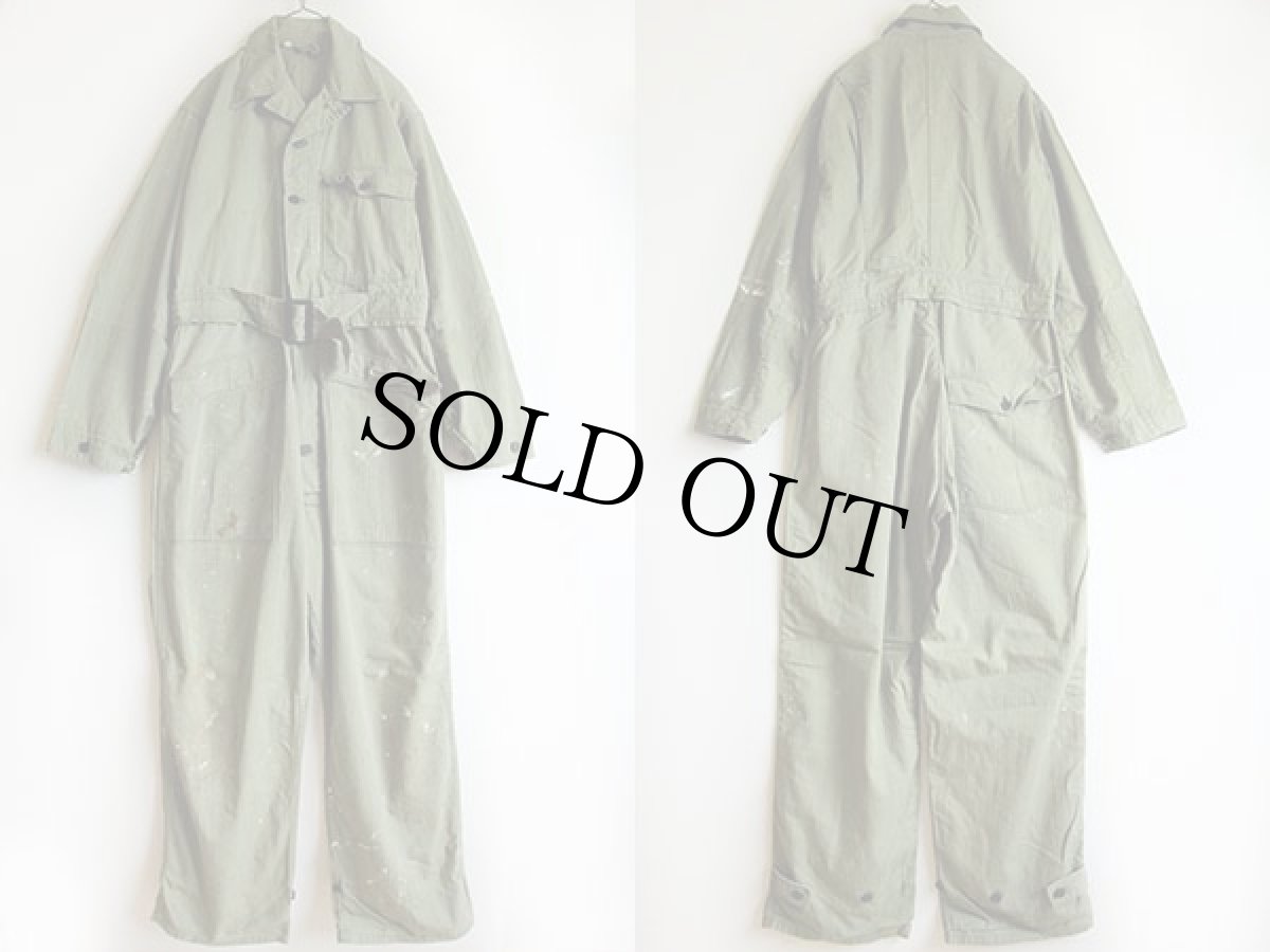 画像2: 40s 米軍 U.S.ARMY M-43 HBT ヘリンボーンツイル オールインワン ペンキ飛び 36R★つなぎ (2)