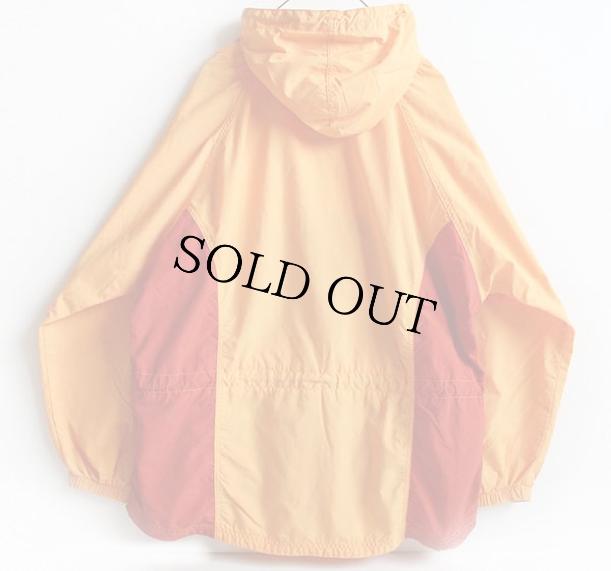 画像2: 90s L.L.Bean ツートン ナイロン アノラックパーカー 薄オレンジ×赤茶 W-M (2)