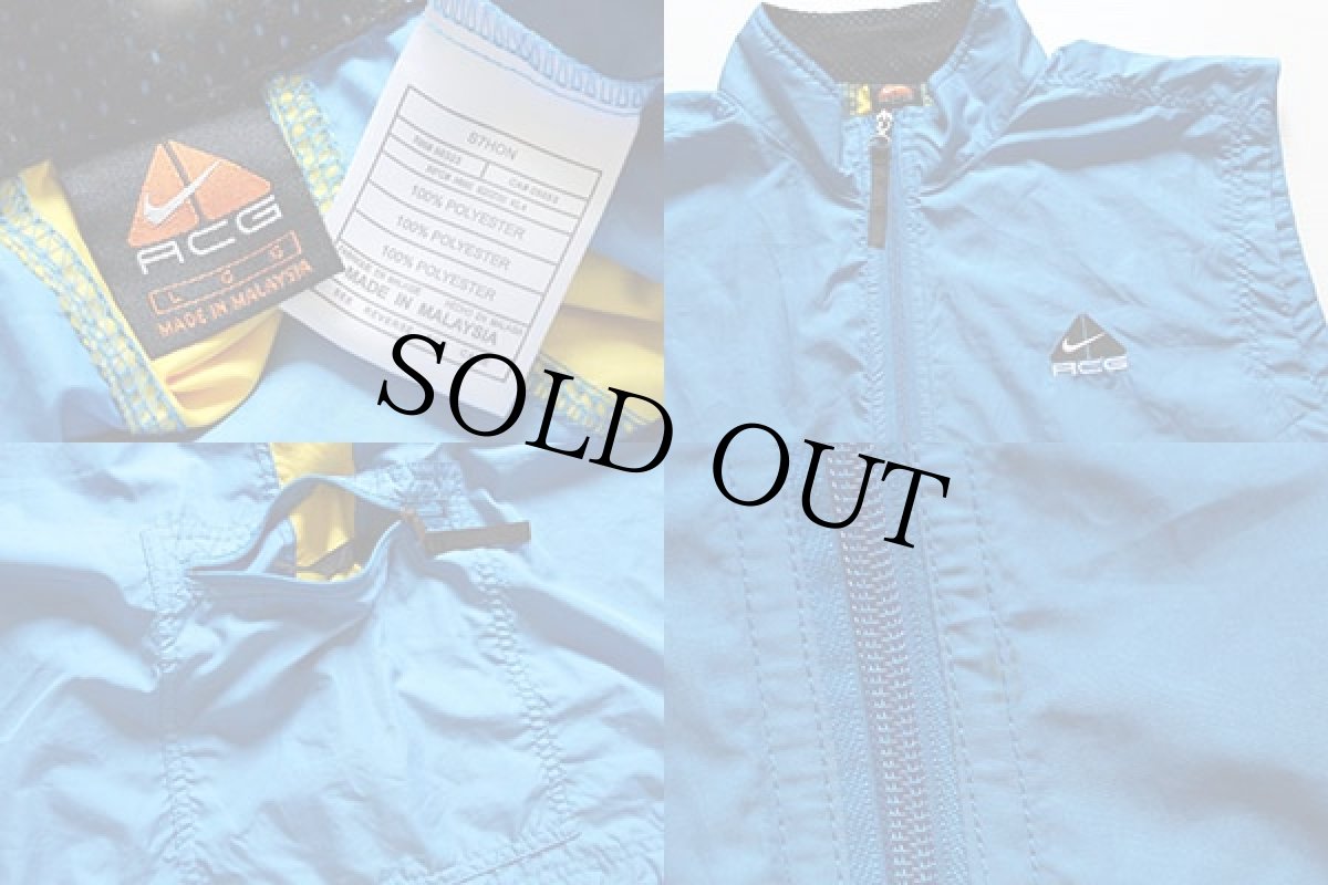 画像3: 90s NIKEナイキ acg ライン入り ナイロンベスト 青×黄 L (3)