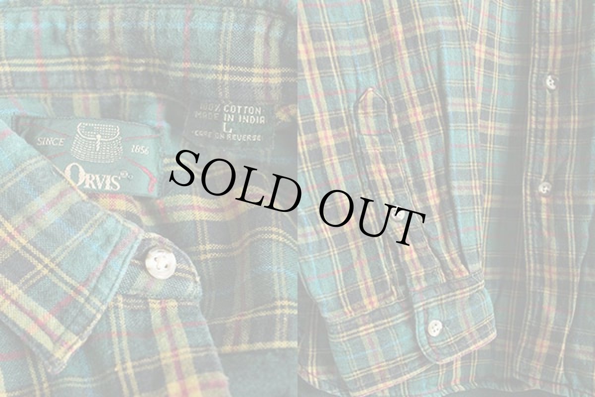画像3: 90s ORVISオービス タータンチェック レイヤー コットンシャツ L★インド綿 (3)