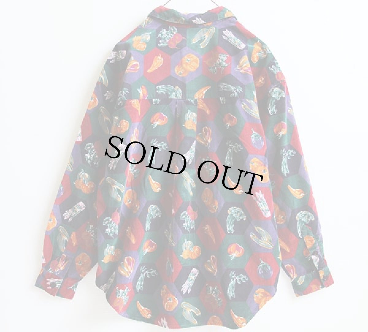 画像2: 80s EddieBauerエディーバウアー 総柄 プリントコーデュロイシャツ M (2)