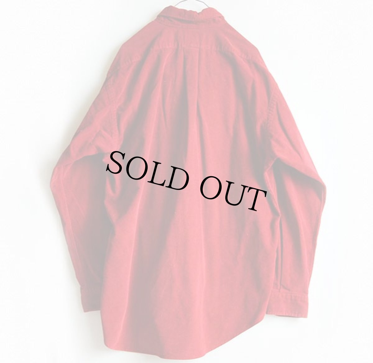 画像2: ラルフローレン ワンポイント ボタンダウン コーデュロイシャツ 赤 M (2)