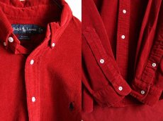 画像3: ラルフローレン ワンポイント ボタンダウン コーデュロイシャツ 赤 M (3)