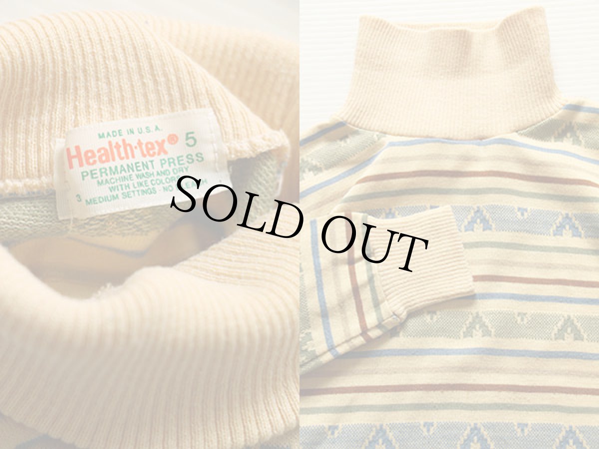 画像3: 70s USA製 Health-tex タートルネック ボーダー ジャガード 長袖Tシャツ 5 (3)