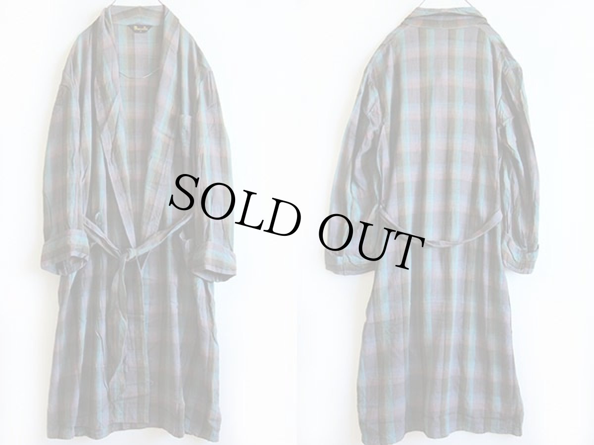 画像2: 50s Dunella チェック レーヨンガウン M (2)